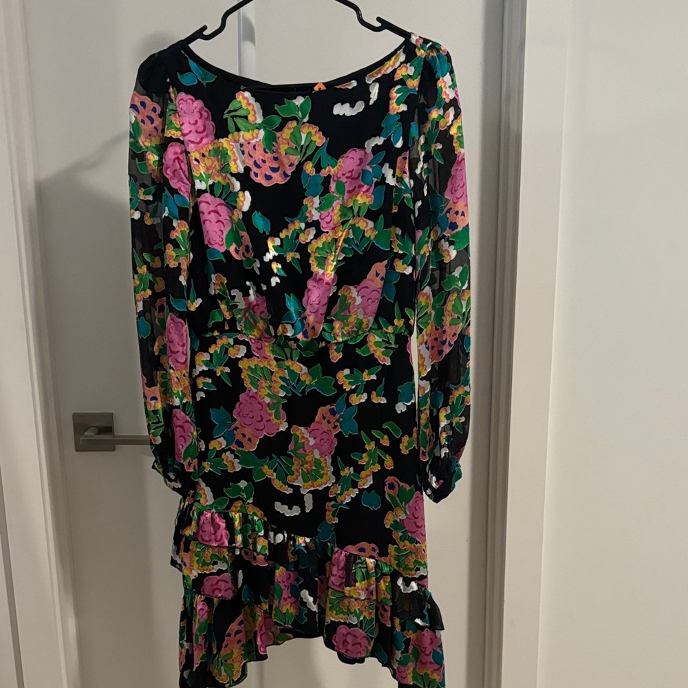 SALONI Floral Dress - vibrant colors on black